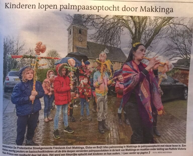 Palmpasen haantje op een stokje Makkinga Elsloo Boijl palmzondag pasen optocht